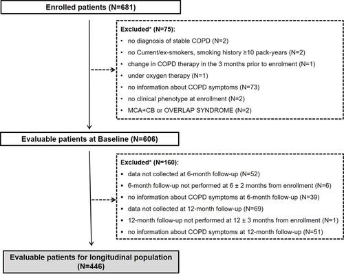 Figure 1 Disposition of patients. *One patient could have more than one reason of exclusion.