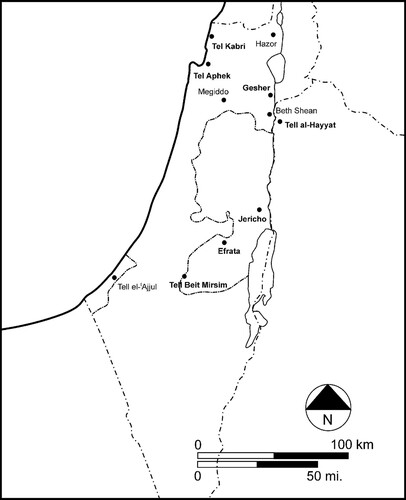 Figure 2b Map of MB I settlement in the southern Levant, with sites mentioned in the text marked in bold. Map by W. Więckowski.