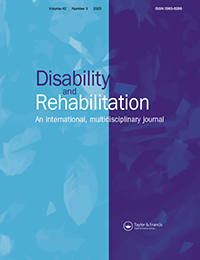 Cover image for Disability and Rehabilitation, Volume 42, Issue 3, 2020