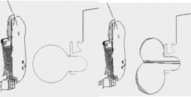 Fig. 5 Circular cylinder bumper airbag with/without tether (airbag center section).
