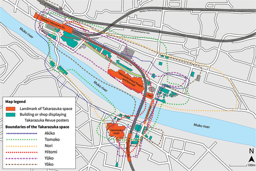 Figure 1. Map of the Takarazuka space (drawn by Zuzanna Baraniak-Hirata).