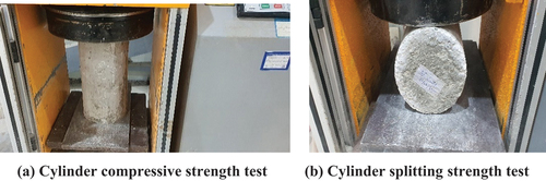 Figure 6. Cylinders’ compressive and splitting strength testing.