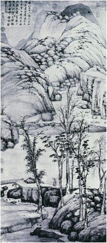 Fig. 4. Shen Zhou (1427–1509), Staff-bearing Wanderer, hanging scroll, ink on paper, 159.1 × 72.2 cm, National Palace Museum, Taiwan.