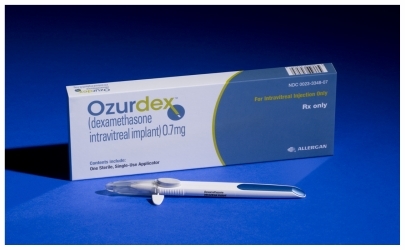 Figure 1 Dexamethasone intravitreal implant and injector (Ozurdex®, Allergan, Inc, Irvine, CA).