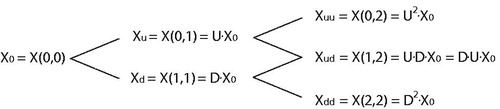 Figure 4. Cash flow development in a linear binomial lattice.
