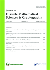 Cover image for Journal of Discrete Mathematical Sciences and Cryptography, Volume 22, Issue 6, 2019