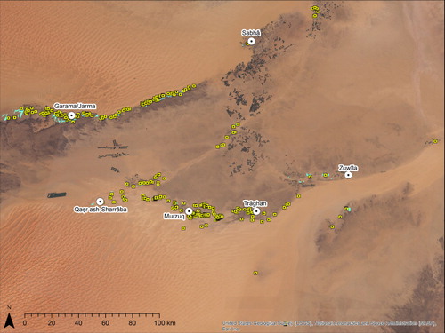 Figure 2. Map of Garamantian settlement in the Libyan Sahara showing the main places named in the text.