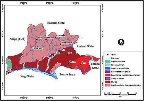 Figure 3. Generalised geological map of Nasarawa State.