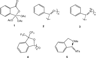 Scheme 1 Common (1–3) and poorly described (4 and 5) hypervalent iodine reagents.