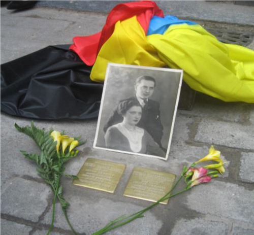 Figure 2. Stolpersteine as “Tombstones” in Anderlecht district, Brussels, Belgium [Photography by Bella Swiatlowski].