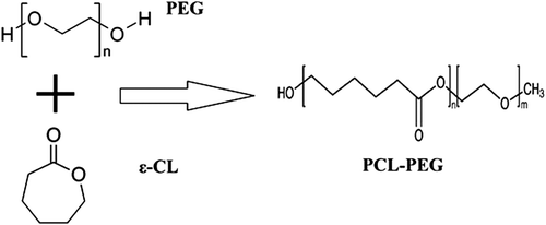 Figure 4. Synthesis of poly (ε-caprolactone)-poly (ethylene glycol)-poly (ε-caprolactone).