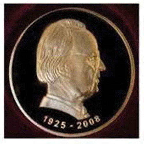 Figure 1. The Alfred Saupe Medal, which is bestowed to laureates of the Alfred Saupe Prize in recognition of outstanding work in the field of liquid crystal research and its applications.