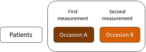 Figure 1 Test–retest design of the assessment of reliability or measurement error of the entire measurement instrument.