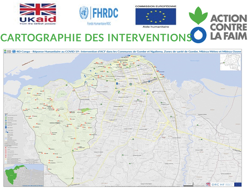 Figure 1. Map of Kinshasa with highlighted health zones where ACF’s intervention was implemented.