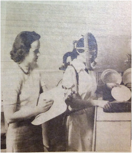 Figure 3. Image from Husmodern (1944) of the oxygen tests performed by HFI on someone doing the dishes. Facsimile reproduced with kind permission from Bonnier Tidskrifter.