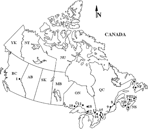 Fig. 1 Spatial location across Canada of all hydrometric stations used in the analysis (source: Environment Canada).