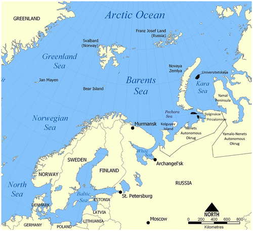 Figure 2. Russia’s Barents and Kara Seas.