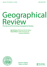 Cover image for Geographical Review, Volume 110, Issue 1-2, 2020