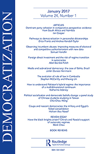 Cover image for Democratization, Volume 24, Issue 1, 2017