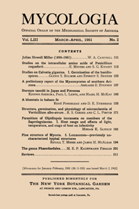 Cover image for Mycologia, Volume 53, Issue 2, 1961