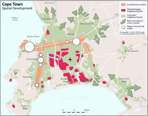 Figure 4: Map showing Cape Town's spatial structure and directions of urban growth
