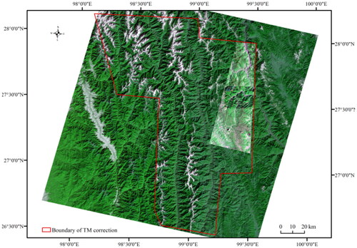 Figure 1. The locations of the experimental Landsat TM, Landsat ETM and HJ-1B CCD images.
