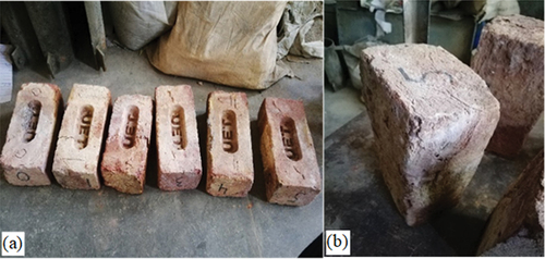 Figure 19. (a) Bricks during the freeze-thaw test; (b) bricks after freeze and thaw test.