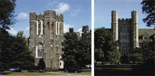 Figure 5. Photos of Perkins library (Left) and Davidson building (Right) of Duke University by Horace Trumbauer, 1930s.