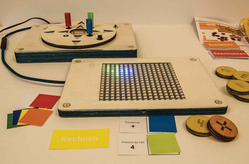 Figure 18. The light table in its final form with elements for math games, writing and storytelling.