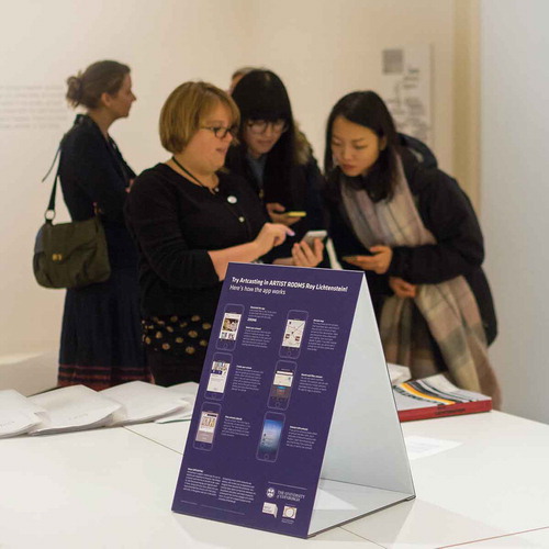 Figure 2. Artcasting in use during a drop-in session, national galleries of Scotland, January 2016.