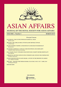 Cover image for Asian Affairs, Volume 50, Issue 1, 2019