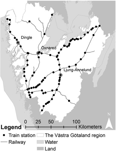 Figure 3. The railway infrastructure in the Västra Götaland region. Sources: Trafikverket (Citation2017).