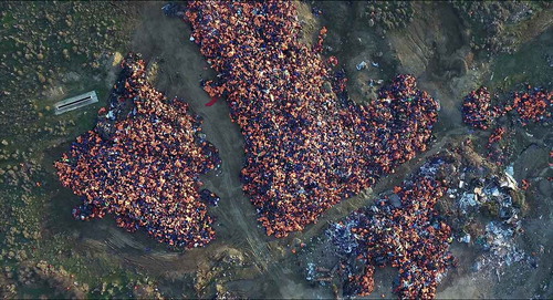 Figure 5. The final image in Human Flow: a drone shot of piles of discarded lifejackets.