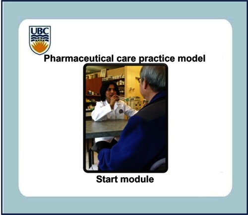 Figure 1 “Pharmaceutical Care Practice Model” opening screen shot. Reproduced from “A guide to Pharmaceutical Care.”