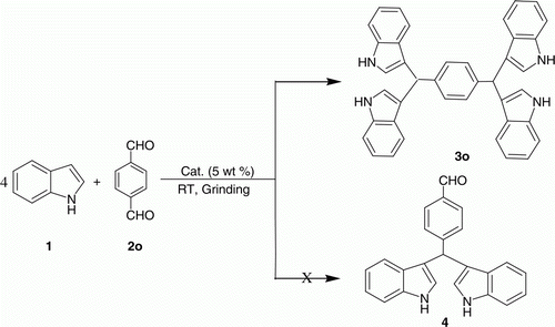 Scheme 3.  Reaction of indole with dialdehyde in presence of phosphate-impregnated titania catalyst.