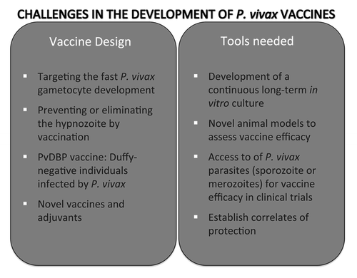 Figure 4. Challenges in the development of P. vivax vaccines.