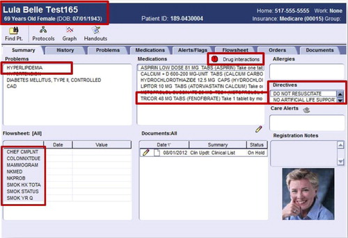 Fig. 1 A screenshot of the electronic health record interface for the MU assignment.
