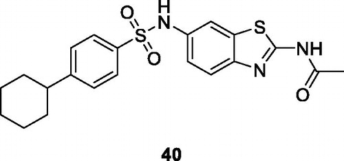 Figure 24. Secondary sulphonamide based acetamide benzothiazole 40.