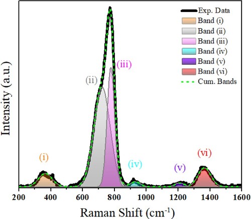 Figure 7. Deconvoluted Raman spectra of a selected glass.