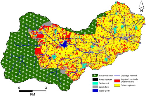 Figure 6. Spatial distribution of Rabi cropping season irrigated croplands. The other croplands are partially groundwater irrigated in the absence of rainfall or grown under only rainfed condition.