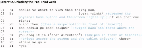 Excerpt 2. Unlocking the iPad, third week.