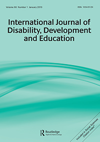 Cover image for International Journal of Disability, Development and Education, Volume 66, Issue 1, 2019