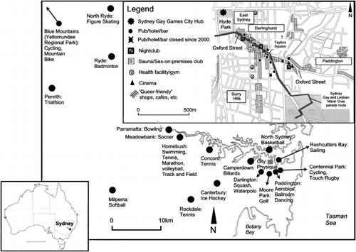 Figure 1. Location map for the Sydney 2002 Gay Games: Hyde Park and Oxford Street. Source: author.