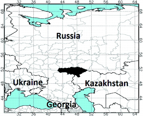 Figure 1. Geographic location of Saratov oblast (SO), Russia: cereal crops are growing all over and VH satellite data were collected from the black area.