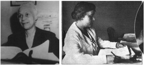 U.S. Census Bureau pioneer employees and suffragists Gertrude Elzora Durden (left) and Emily Ida Farnum (right).Sources: Notable Black American Women, the Green Book magazine (respectively).