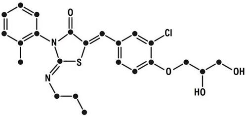 Figure 1 Chemical structure of ponesimod (C23H25ClN2O4S).