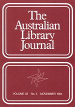 Cover image for The Australian Library Journal, Volume 33, Issue 4, 1984