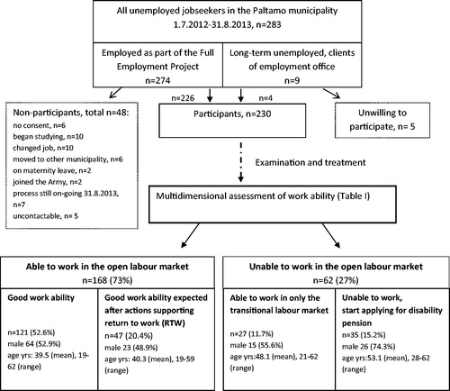 Figure 1. Study participants and the results of work ability assessment categorised into four groups.