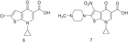 Figure 3. Structures of some thieno[2,3-b]pyridine-5-carboxylic acids.