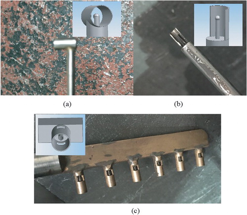 Figure 3. Test probes: (a) total pressure probe, (b) thermocouple probe, and (c) comb probe.